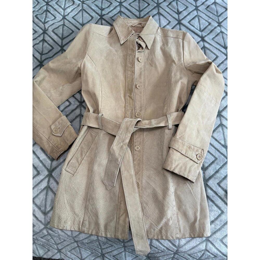 OuterEdge Brushed Leather Suede Belt Tie Sash Jacket Coat Womens Small